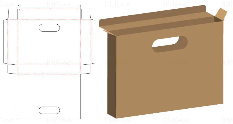 Packaging box with handle dieline vector