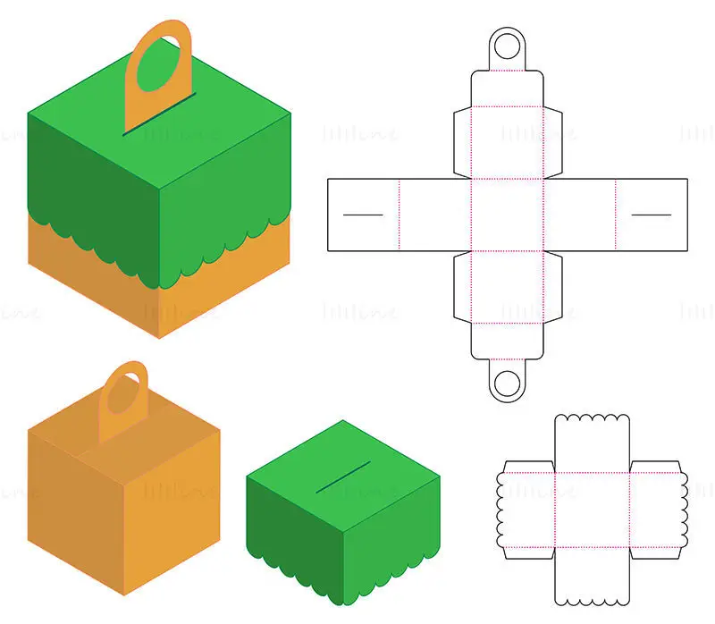 Packing box with hook dieline vector