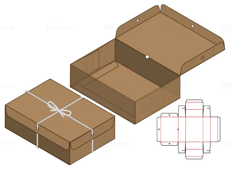 Packing box with rope dieline vector