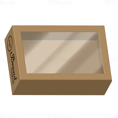 Packing box with single sided transparent plastic sheet dieline vector