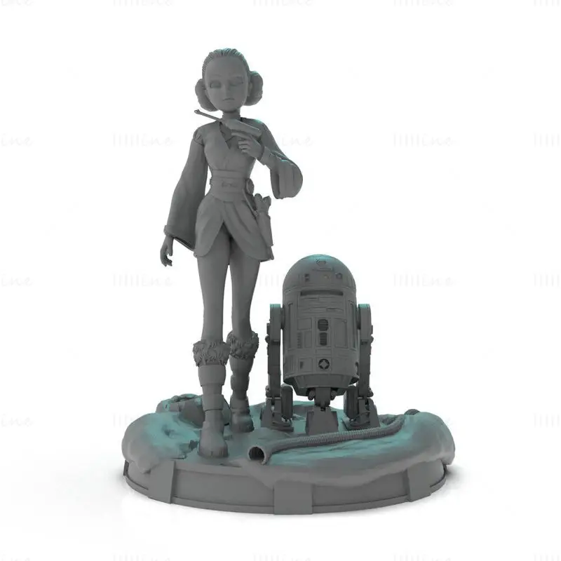 Padme Amidala and R2D2 3D Print Model STL