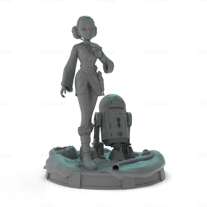 Padme Amidala and R2D2 3D Print Model STL