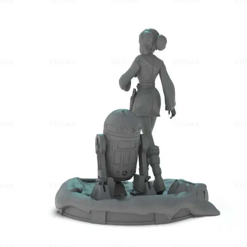 Padme Amidala and R2D2 3D Print Model STL