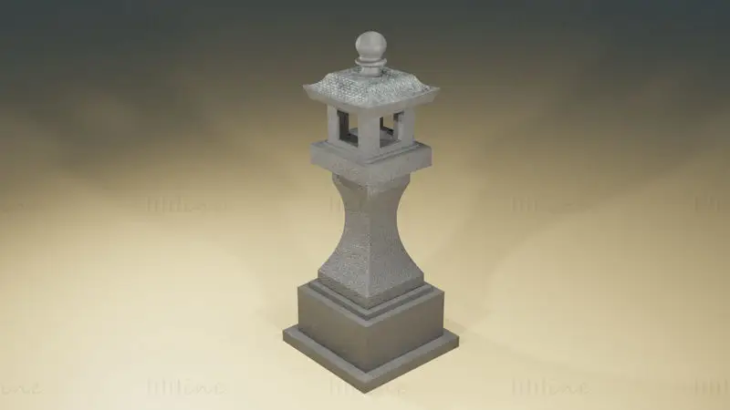 Modelo 3D do jardim da estátua do pagode