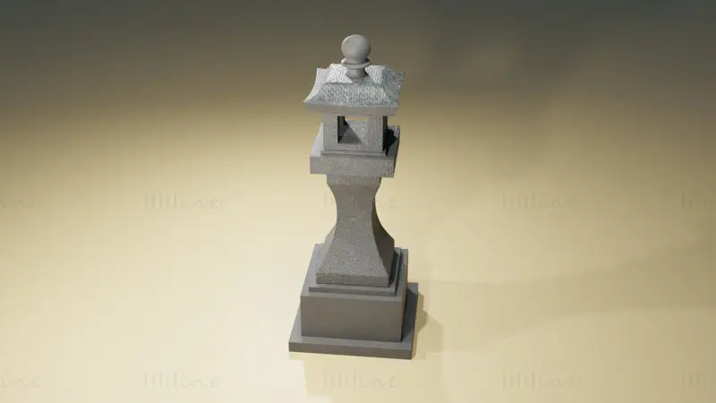 Modelo 3D do jardim da estátua do pagode