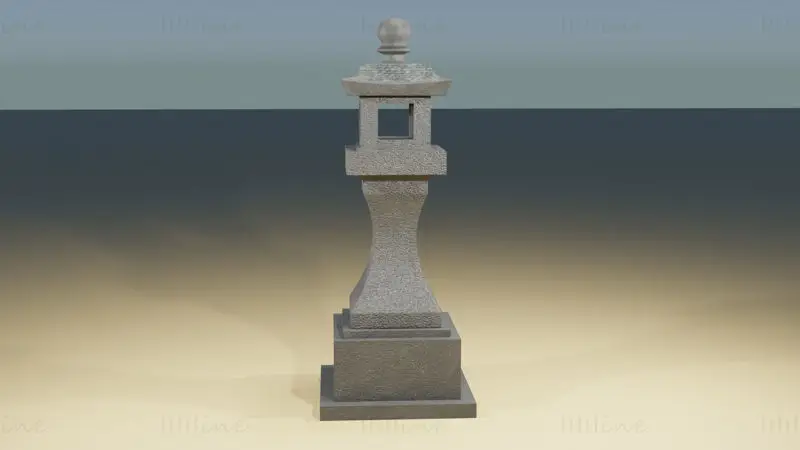 塔の像の庭 3Dモデル