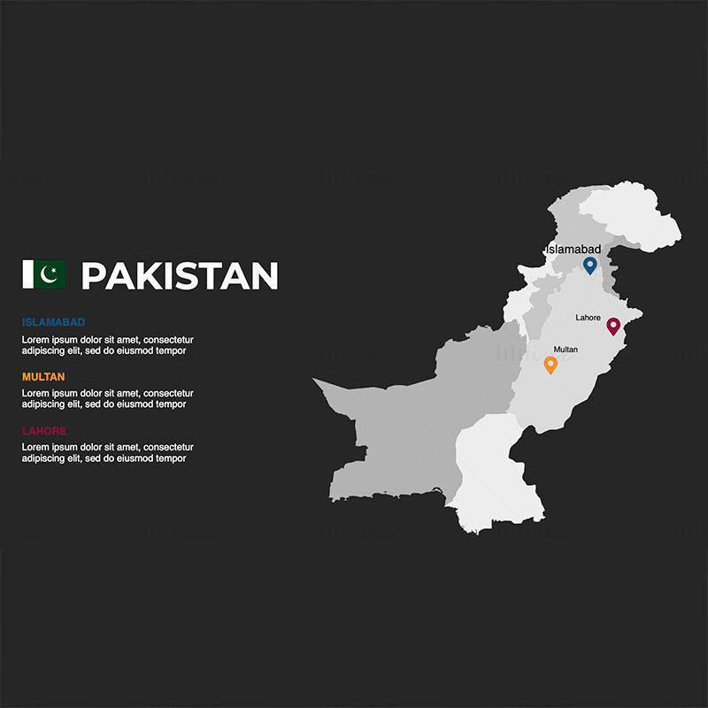 Pakistan Infographics Map redigerbar PPT og Keynote