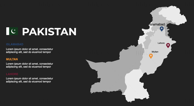 Pakistan Infographics Map redigerbar PPT og Keynote