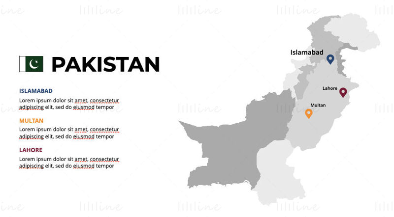 Mapa de infografías de Pakistán editable PPT y Keynote