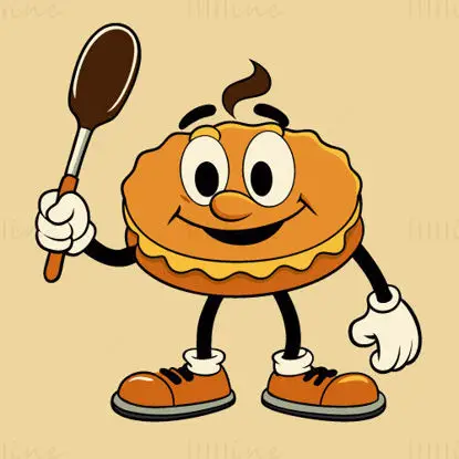 Illustrazione di pancake che tiene il cucchiaio vettore