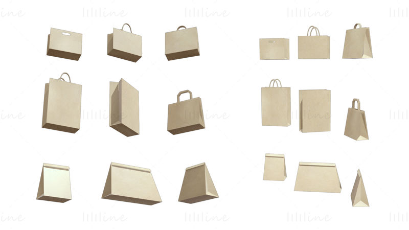 Paper Bag 3D Model Pack - 9 in 1