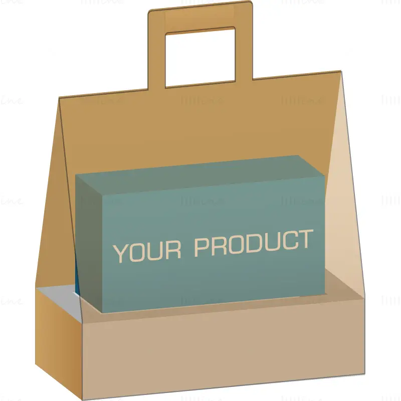 Paper bag with tray dieline vector