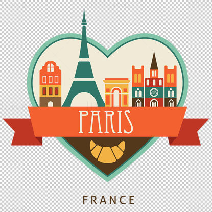 Paris City iconic elements vector eps png
