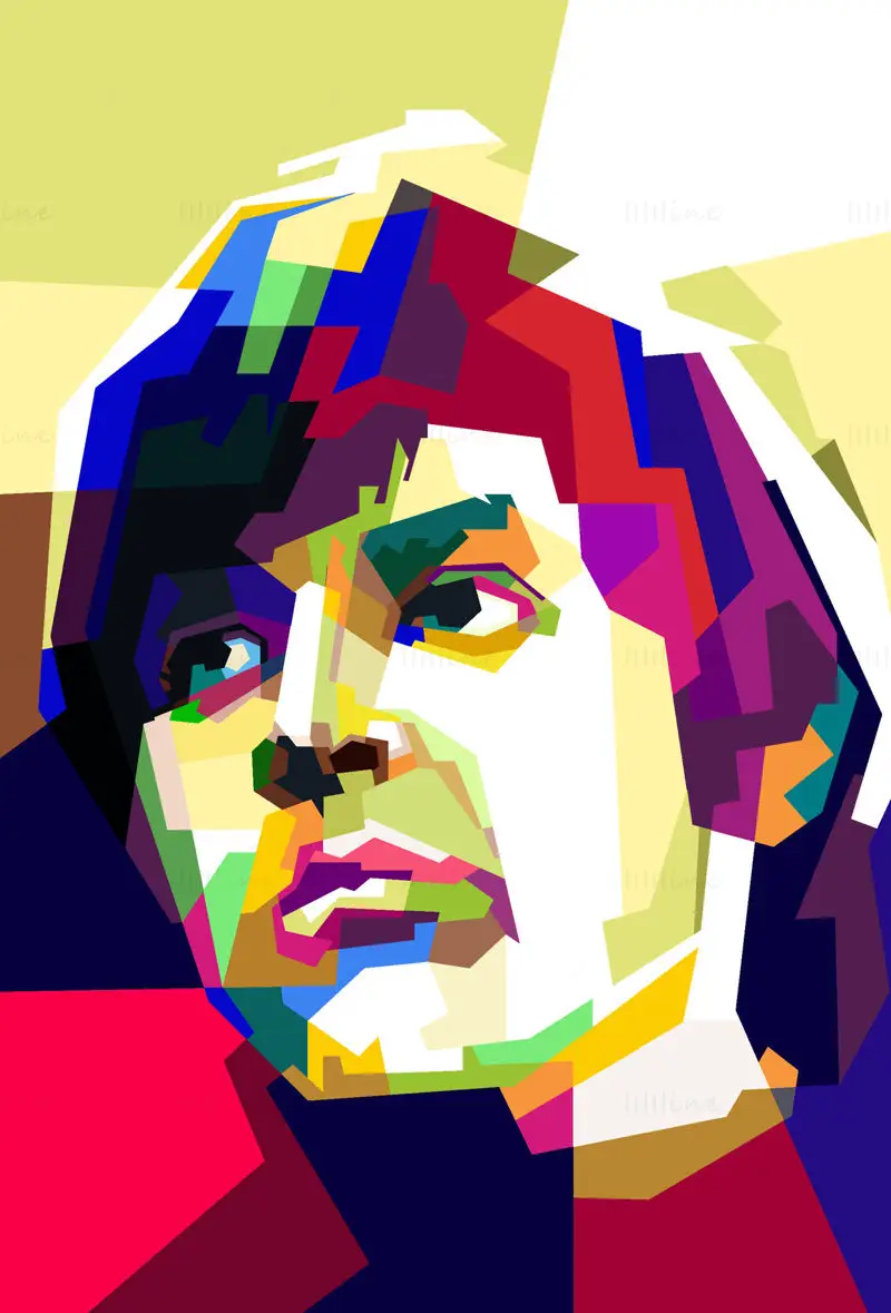 Paul Mc Cartney, músico de los Beatles, arte pop, vector WPAP