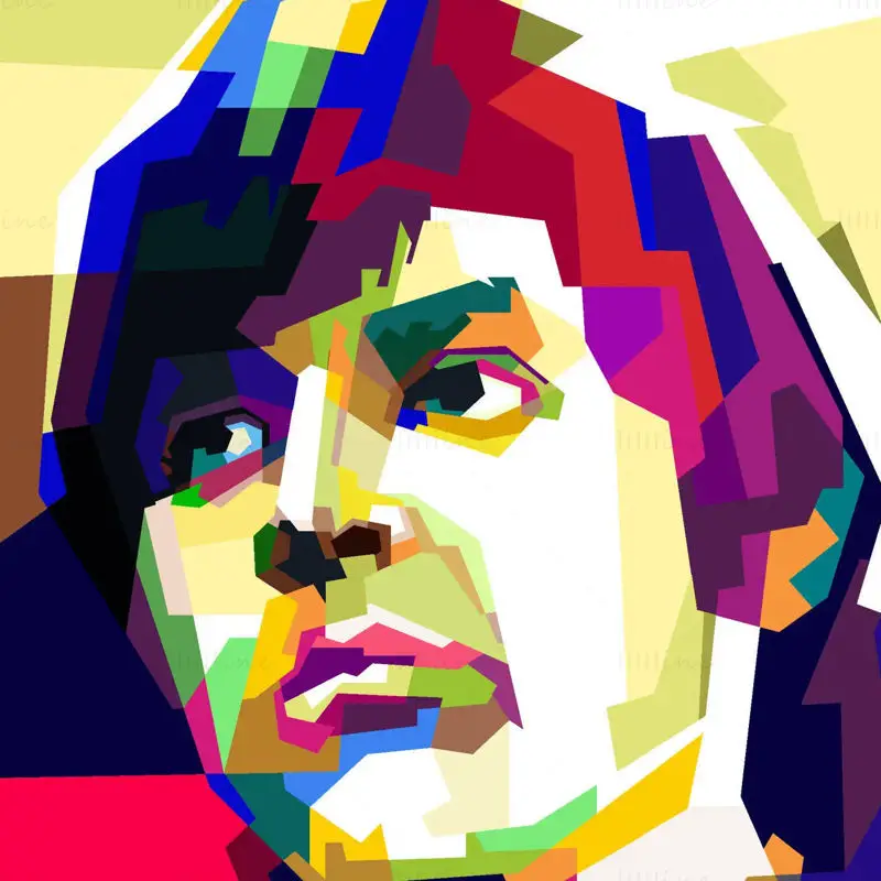 Paul Mc Cartney, músico de los Beatles, arte pop, vector WPAP