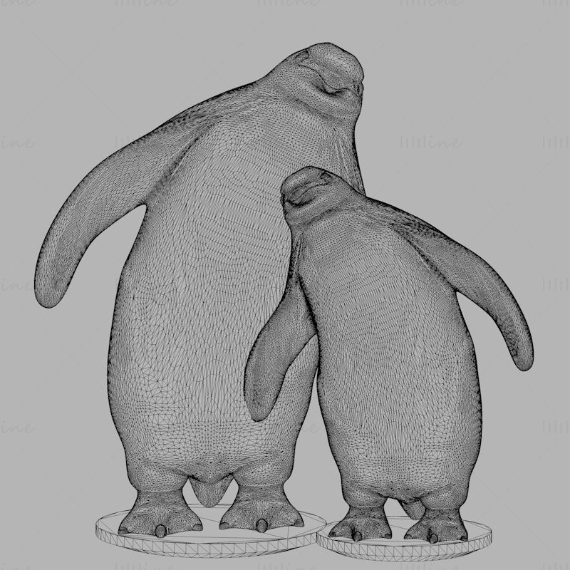 3D-Druckmodell der Pinguinfamilie