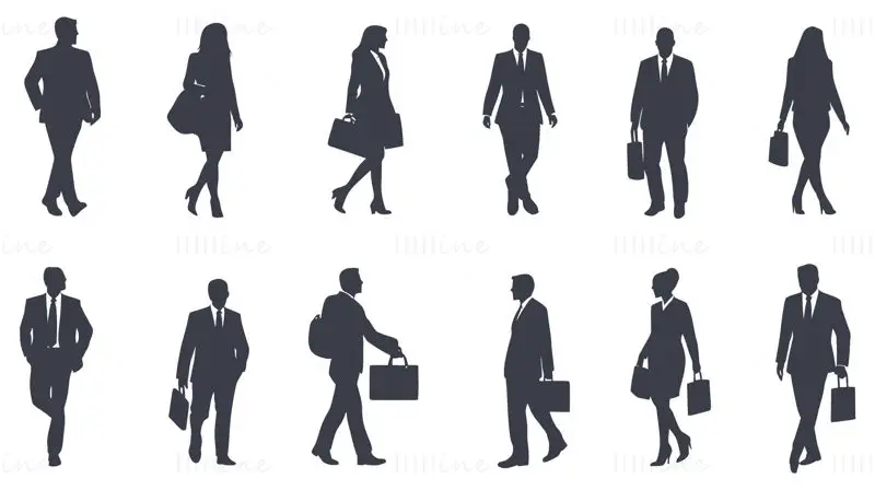 Personas Hombres y mujeres llevando bolsas silueta vector