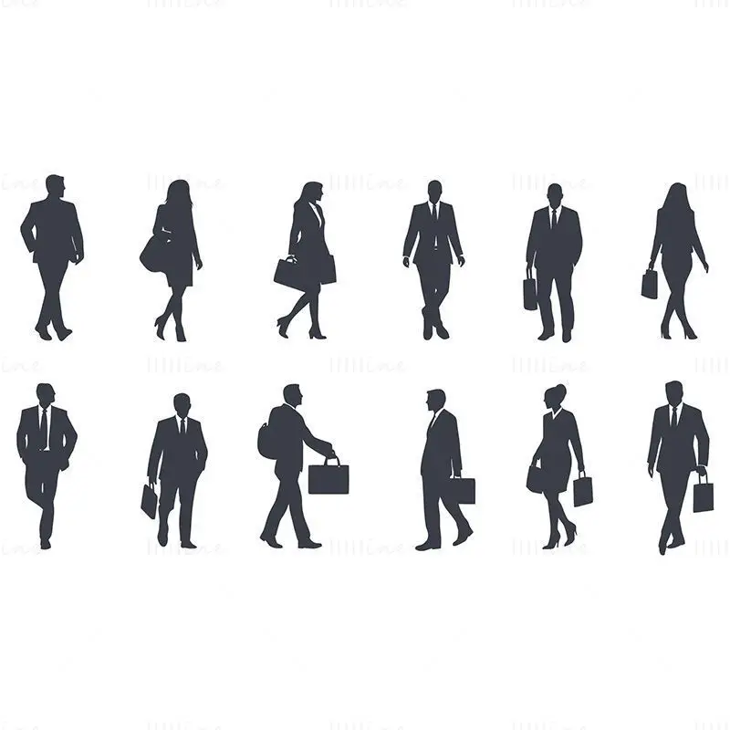 People Men and women carrying bags silhouette vector