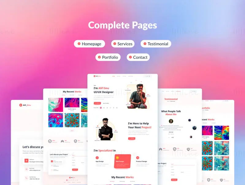 Portfolio personal Web UI Kit Figma Template