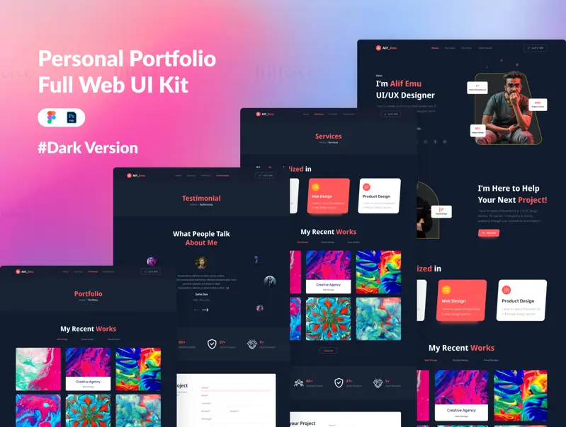 Portfolio personal Web UI Kit Figma Template