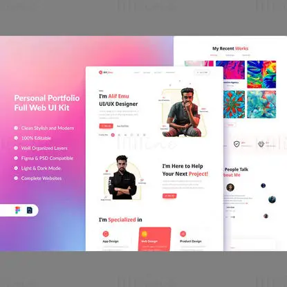 Portfolio personal Web UI Kit Figma Template