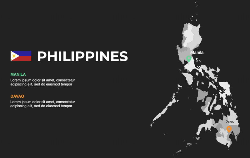 Filipinas Infografía Mapa editable PPT y Keynote