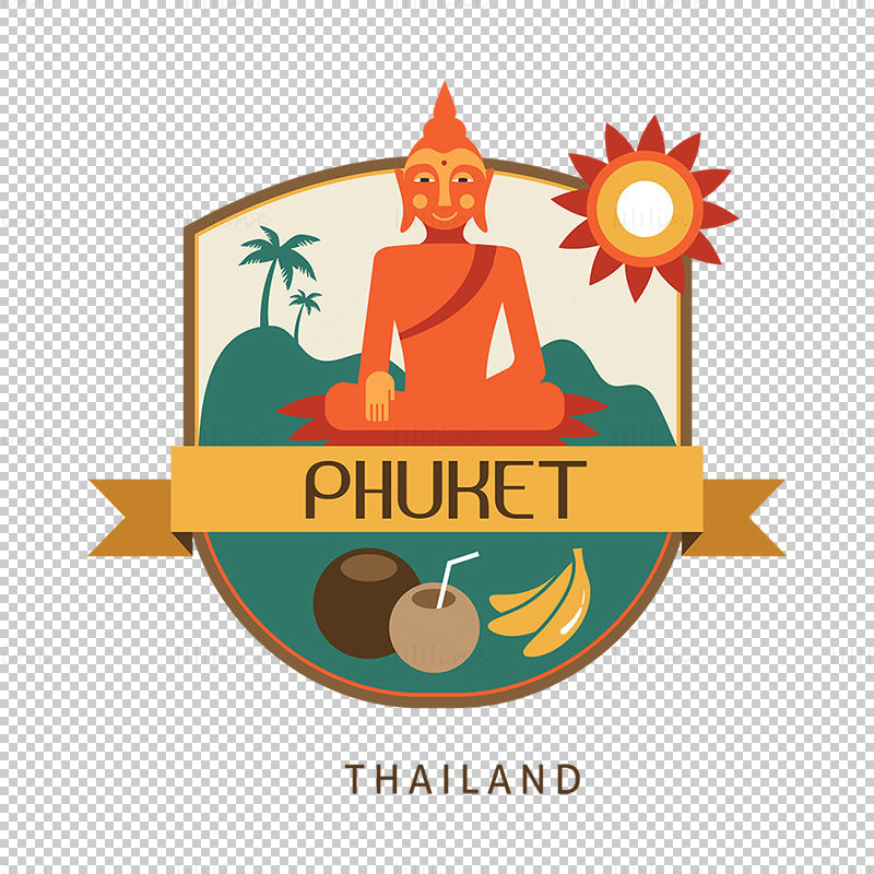 Phuket iconic elements vector eps png