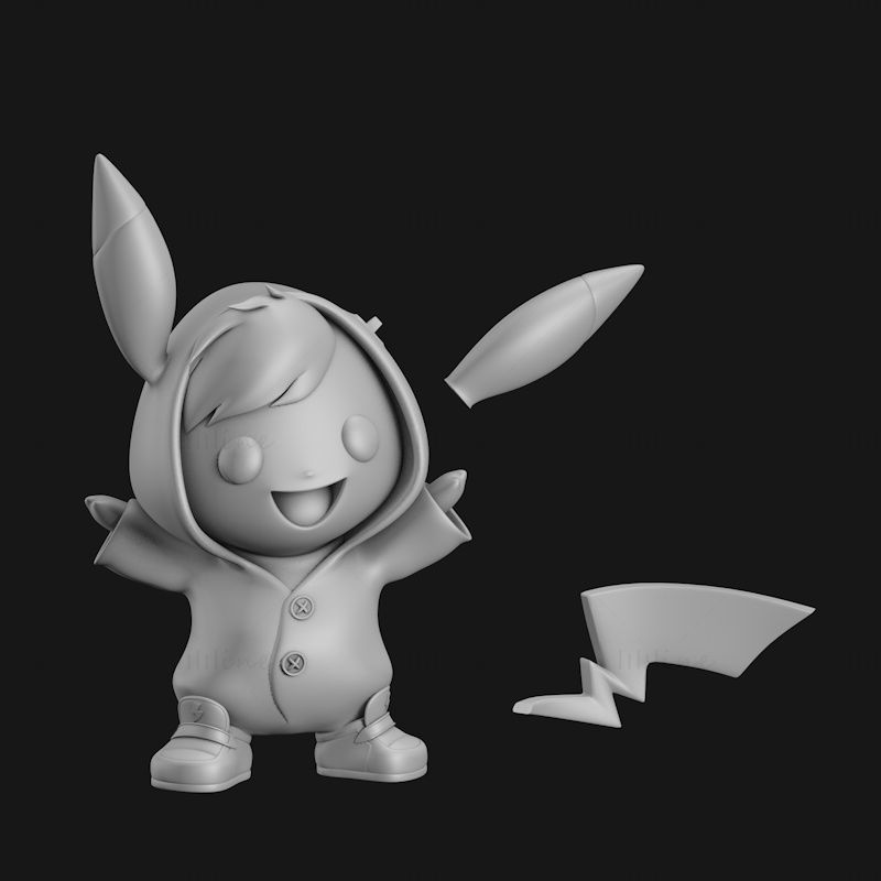 Pikachu în haine model de imprimare 3d STL
