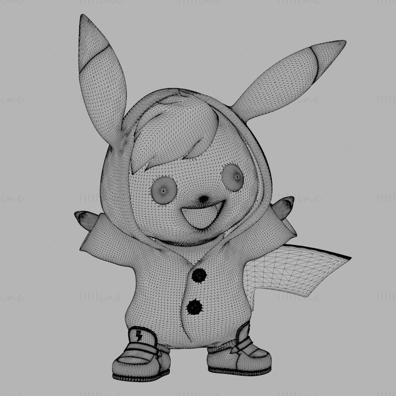 Pikachu în haine model de imprimare 3d STL