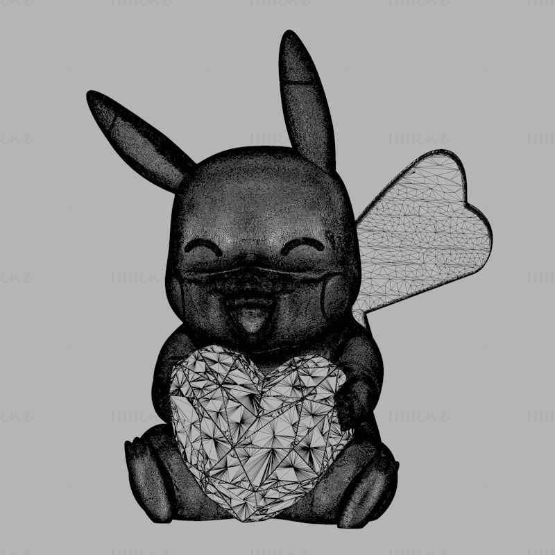Modèle d'impression 3d Pikachu Love