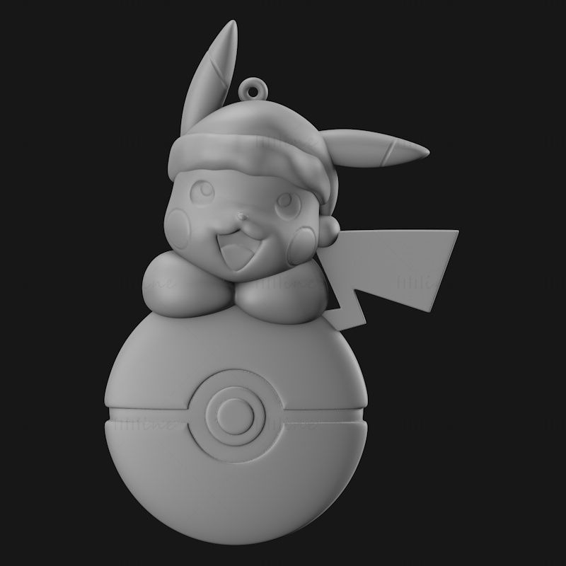 Pikachu Pokeball Ornament 3d Printing Model Stl