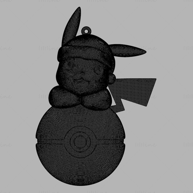 Pikachu Pokeball ornamento modello di stampa 3d