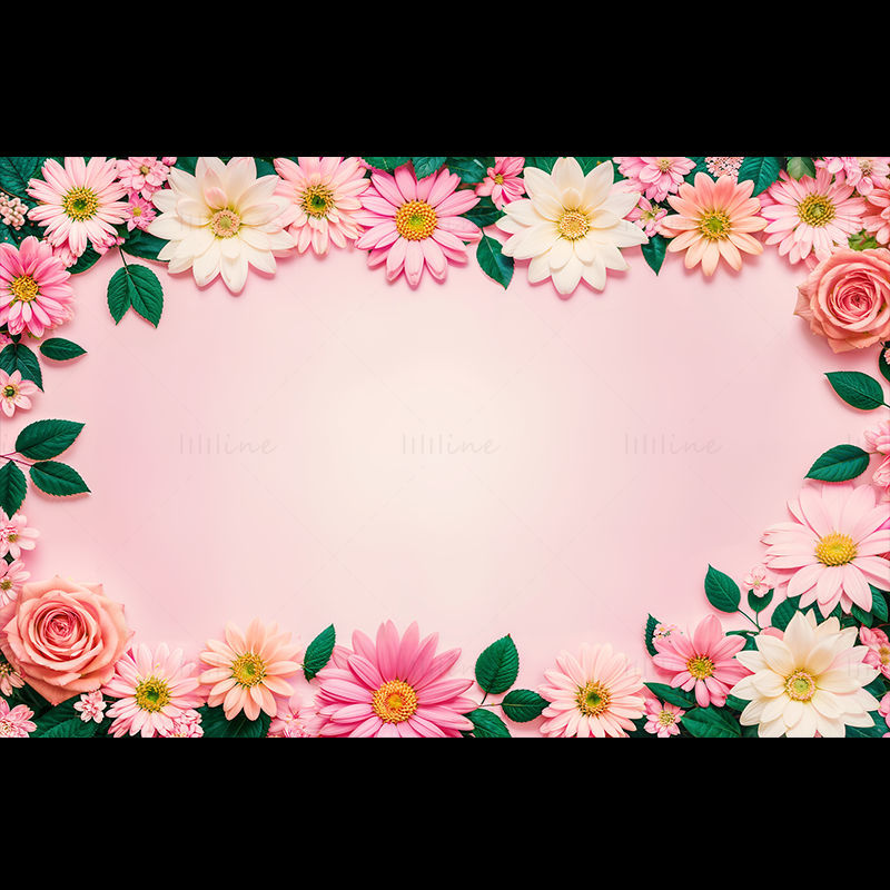 粉红色的花朵背景 PNG
