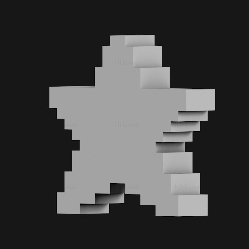 Pixel star 3D tisk model STL