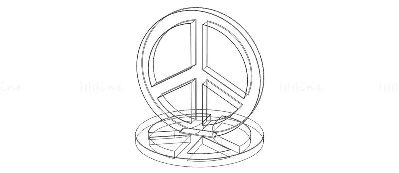 Kunststoff-Friedenssymbole stehen 3D-Druckmodell STL