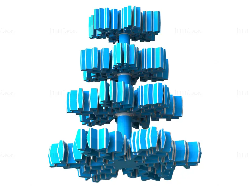 Modello di stampa 3D dell'albero di fiocchi di neve in plastica STL