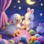 Plush toys bunny and lamb illustration