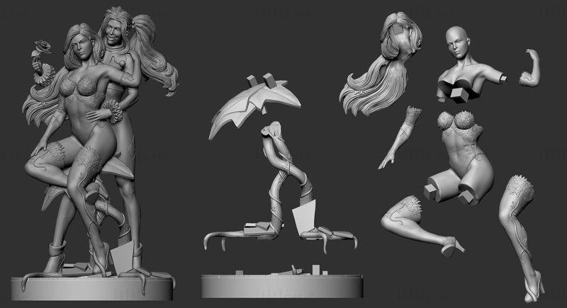 Poison Ivy and Harley Quinn 3D Print Model STL