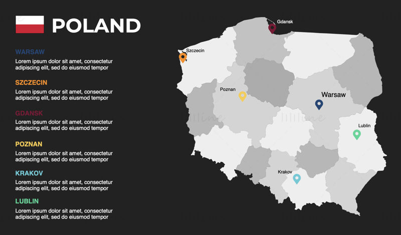Polonya Infographics Haritası düzenlenebilir PPT ve Açılış Konuşması