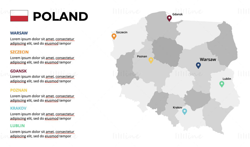 Mapa de infografías de Polonia editable PPT y Keynote