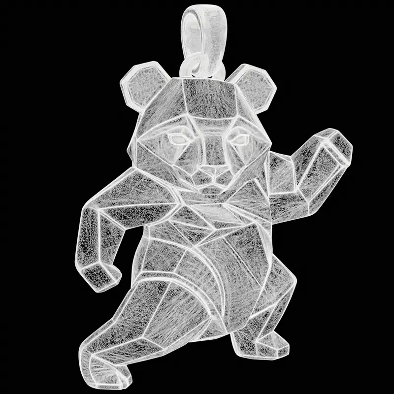 多边形熊猫珠宝设计3D打印模型