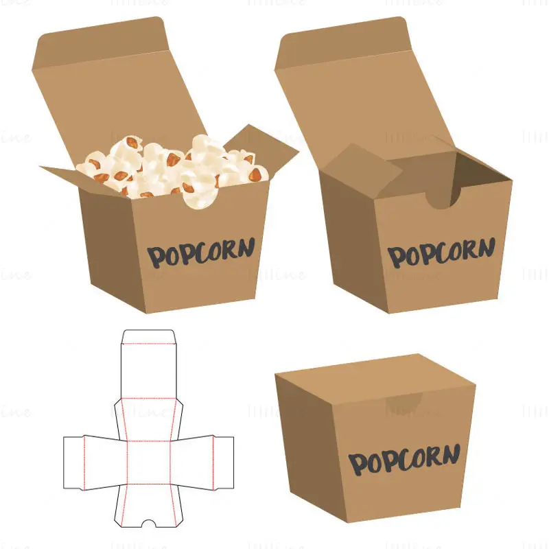 Popcorn doboz vágóvonal vektor eps