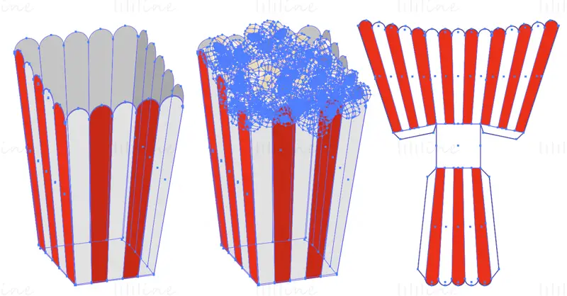 Popcorn Box Dieline Vector