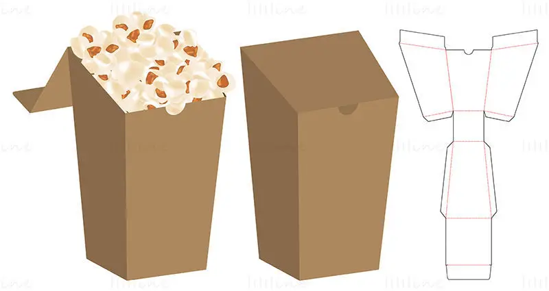 Popcorn Box dieline vector