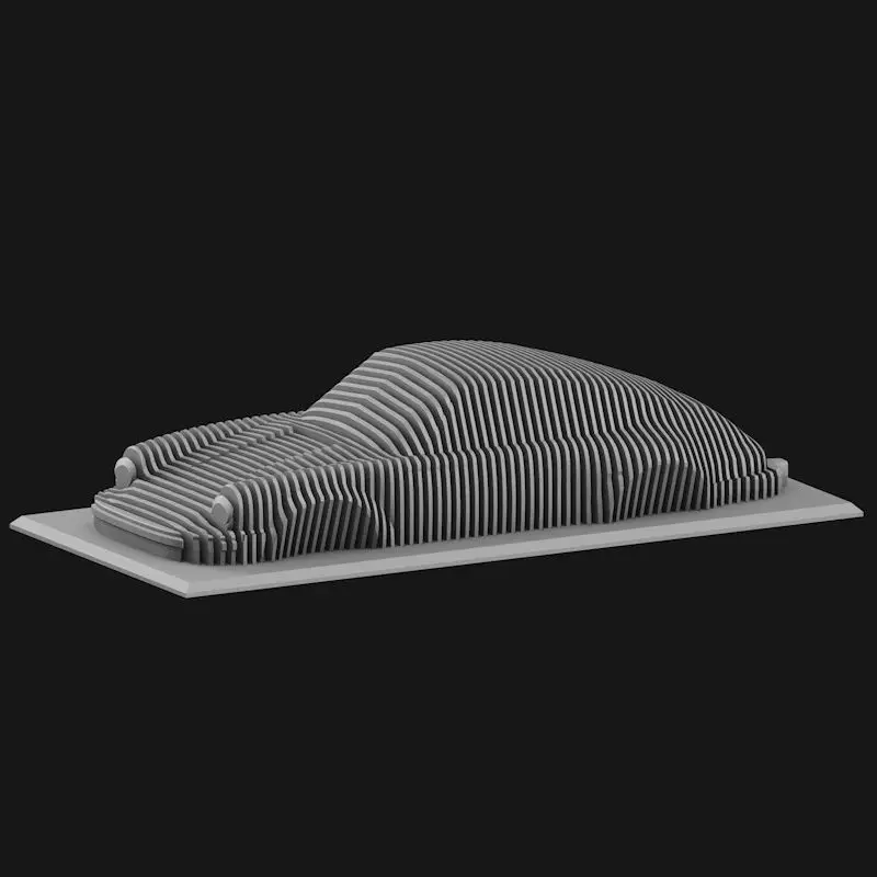 Porsche 911 Carrera gelaagde sculptuur decoratie 3D-printmodel STL-bestand