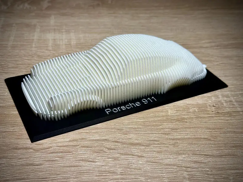 Porsche 911 Carrera gelaagde sculptuur decoratie 3D-printmodel STL-bestand