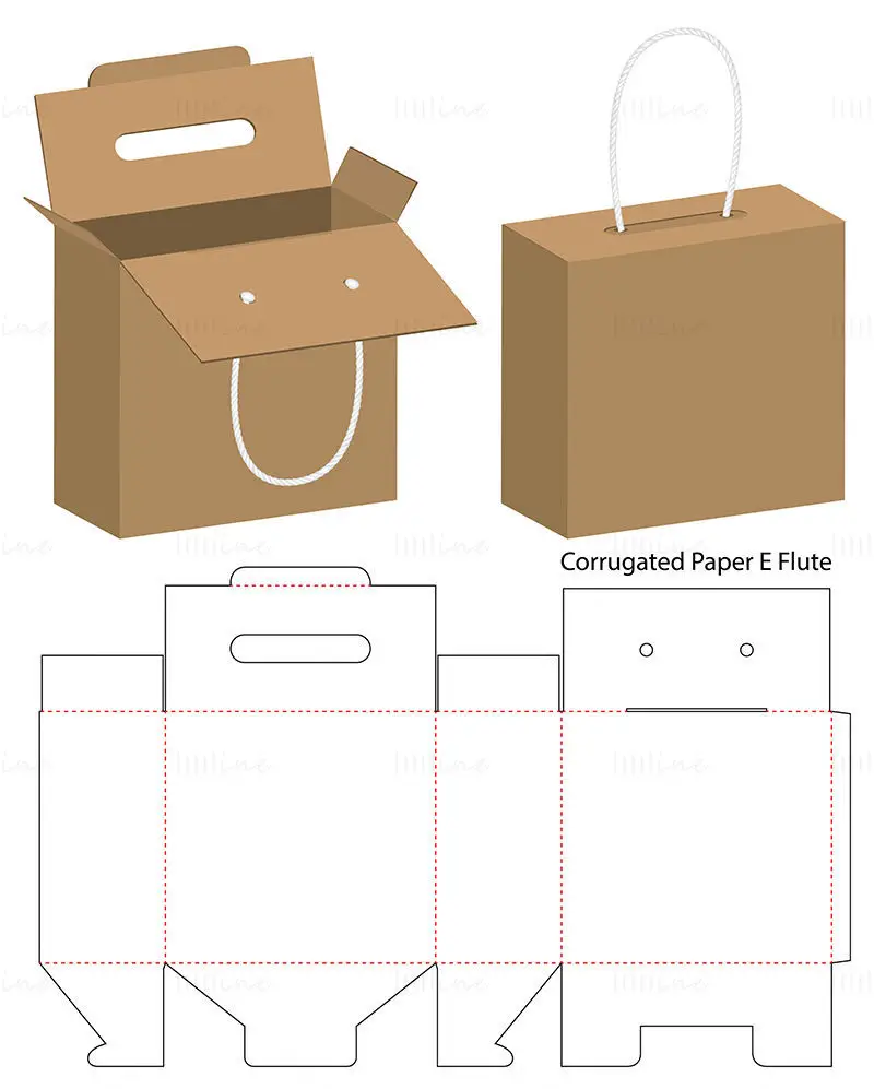 Tragbarer Geschenkbox-Stanzlinienvektor