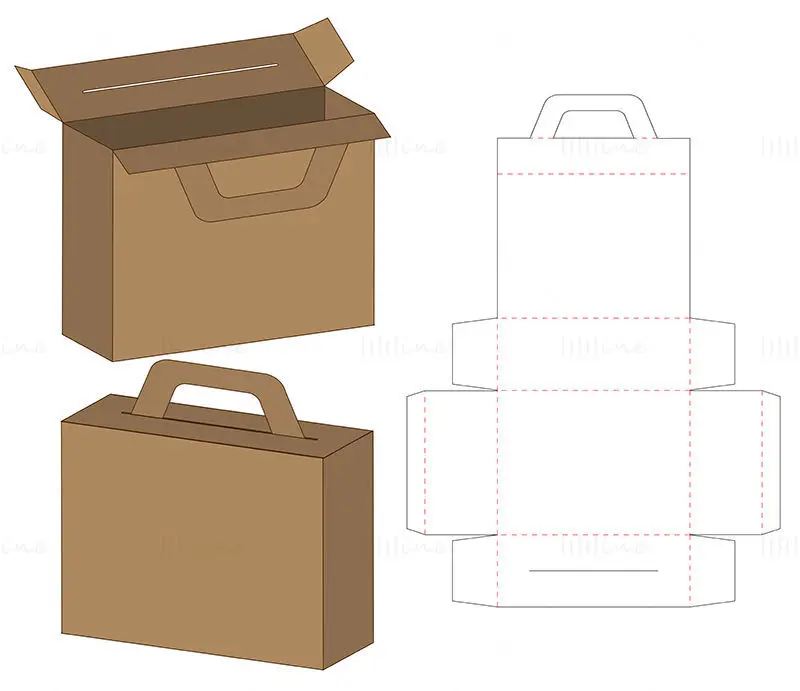 Portable packaging box dieline vector