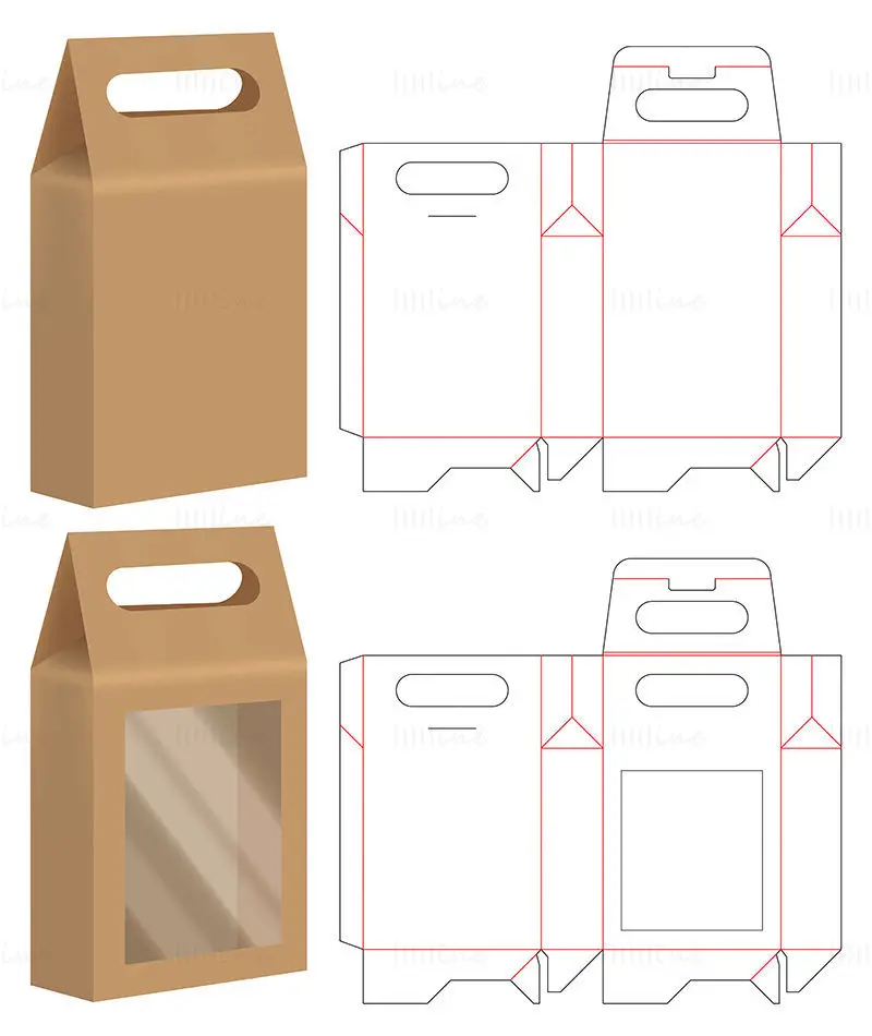 Portable paper bag dieline vector