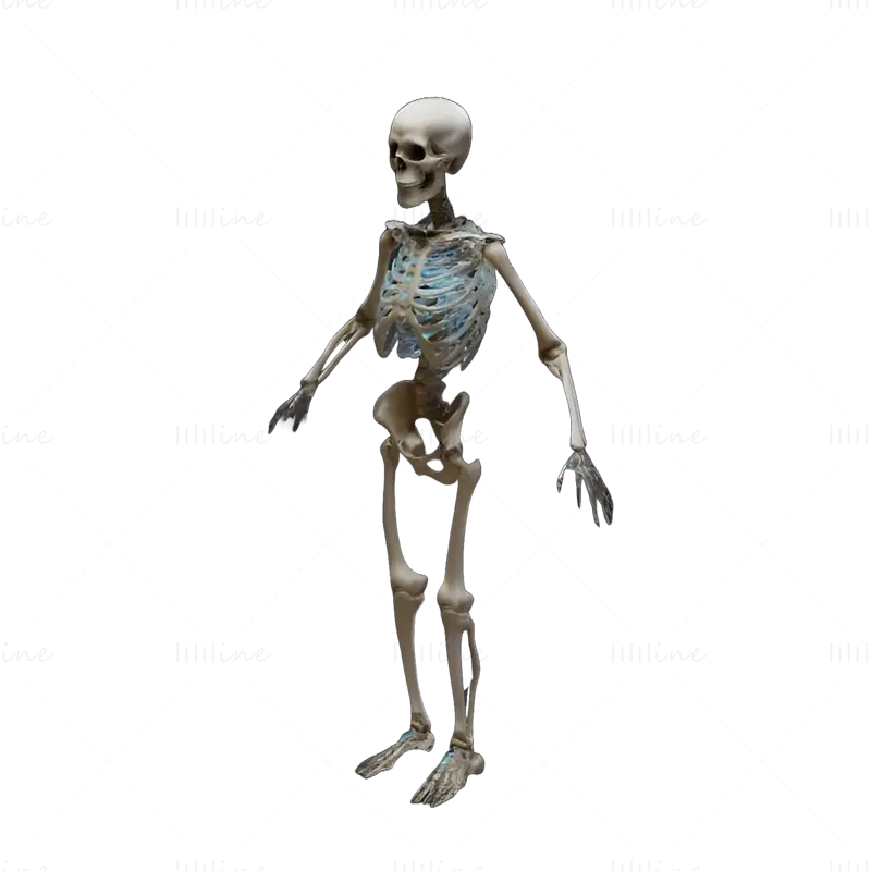 Polohovatelný 3D tiskový model figurky kostry